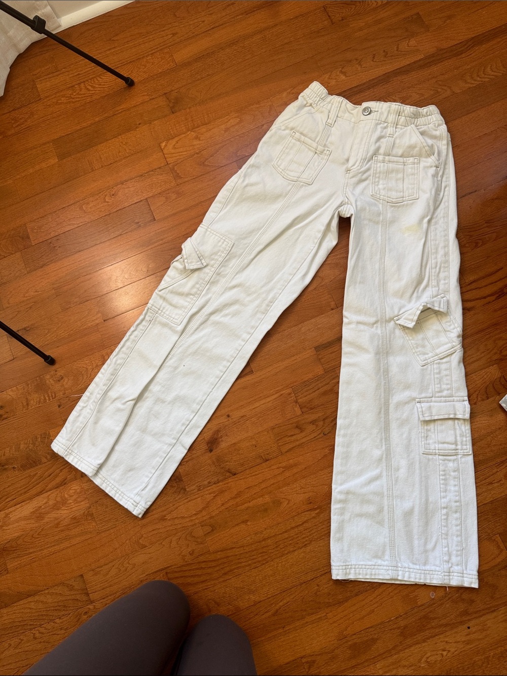BDG White Cargo Pants with Utility Pockets